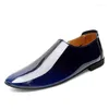 Casual skor äkta läder män formella mens loafers mockasins italiensk andningsskiva på manlig båt plus storlek