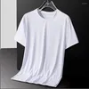 Мужские футболки, большая модная повседневная футболка с коротким рукавом на лето, тонкий ледяной шелк, брендовый быстросохнущий топ