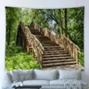 Tapestries Natural Scenery Big Tapestry Park Garden Forest Green Plant Wooden Bridge Trail Spring Hippie Wall Hanging Bedroom Home Decor