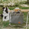 Handverktyg Cam Table Side Storage Bag Mtifunctional Folding Canvas With Hook Outdoor Picnic Desk Cookware Hängande stor kapacitet DRO DHBZW