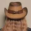 Sombrero de paja hecho a mano con bordado tridimensional, gorra de vaquero occidental para hombres, mujeres al aire libre, lujo ligero, europeo y americano 240326