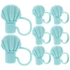 Disposable Cups Straws 8 Pcs Straw Plug Dust Cap Tumblers Wrapped Tip Covers Silica Gel Silicone Kawaii Stopper Caps Ocean Decor