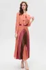 Women's Runway Dresses Lace Up Bow Collar Long Sleeves Printed Pleated High Street Fashion Designer Vestidos Prom