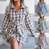 Women's Knits 2024 Autumn And Winter Europe The United States Long-sleeved Leisure With Cotton Linen Shirt Dress Women