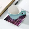 Table Mats Refractive Crystal Purple Ceramic Coasters (Square) Cup Mat For Cups Set Slate