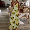 Abiti casual di base Taglie forti Abito maxi da donna Estate Y Boho Stampato lungo senza maniche con scollo a V Donna Vestido allentato S-5XL Drop Delivery Dhb5L