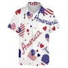 Koszulki męskie American Flag wakacyjna koszula wakacyjna Mężczyźni kocham gwiazdy USA i paski letnie druk bluzki uliczne w stylu ulicznym ubrania w stylu ulicznym