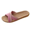 Slippers Couple Linen Women's Bathroom Indoor Non Slip Trend Woman Cross Sandals Floor Mujer Summer Shoes