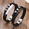 Kette Vnox Maßgeschneiderte Lederarmbänder für Männer Schwarze Perlen Charm Armreif Layered PU-Armband Lässiger männlicher Schmuck Sinnvolles Weihnachtsgeschenk Q240401