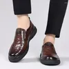 Casual Shoes Luxury Leather Mens Wedding Formal British Style Business Office Loafers Slip On Dress Size 38-44