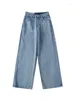 Jeans da donna 2024 Estate TVVOVVIN Street Sense Cascante Gamba larga Vita alta Slim Allentato Rilassato Pavimento Spazzamento Pantaloni dritti LX85