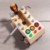Intelligenz Spielzeug Kinder Holz Led Schalter Beschäftigt Board Demontage und Montage Schrauben Muttern Werkzeug Auto Montessori Frühe Bildung Puzz Dh7Dn