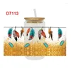 Raamstickers 3D UV DTF Transfers 16oz Cup Wraps Plant Bloem Veer Gedrukt Voor DIY Glas Keramiek Metaal Leer Etc. D7113