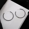 Pendientes de aro de Plata de Ley 925 geométrica de 4mm, círculo grande negro para mujer, joyería Piercing para niña, Pendiente de boda para fiesta para mujer