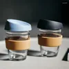 Kupalar Portatif fincan Cork Kılıfı Isıya Dayanıklı Cam Su Minimalist Ofis Kahvesi