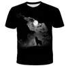Sommar 3D Digital Printing Grey Wolf Animal Short Sleeve Round Neck Pullover Fashion T-shirt