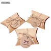 Gift Wrap 10pcs/Lot Cute Kraft Paper Pillow Candy Box Wedding Favors Boxes With Tags Home Party Birthday Supply