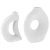 Vases White Ceramic Vase Set Of 2 Small Desktop Floor For Pampas Grass Decorative Ceramics Flower Arrangement Pot Large Book Stand