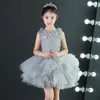 Girls Dresses Kids Girl Long Trailing Prom Gray Tle Gowns Appliques Lace Children Graduation Dress Teen Bridesmaid Robe Drop Delivery Dhtcu