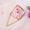 Ganchos caixa de jóias de vidro dourado geométrico decorativo pirâmide anel suportes para presente de aniversário de casamento s