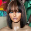 Synthetic Wigs 180 Density Full Machine Wigs Highlight Brown Colored Bone Straight Human Hair Bob Wigs P1B 30 Human Hair With Bangs For Women Y240401