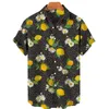 Mannen Casual Shirts Ananas Fruit Hawaiiaanse Citroen 3d Print Mannen Mode Blouses Strand Camisas Zomer Roeping Revers Shirt