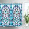 Cortinas de ducha Cortina de puerta marroquí azul Creativo Geométrico Floral Boho Baño Moda moderna Estilo étnico Conjuntos de decoración de baño