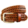 Bälten Luxury Leather Woven Belt för herr Fashionable Mens Belt Högkvalitativ kohud Artificiell läderbälte för männens jeans W 3.3cm Q240401