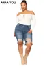 Pantaloncini jeans strappati da donna Plus Size Booty Denim Pantaloncini larghi estivi per le donne Mutandine oversize grasse ouc2539 240329