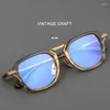 Zonnebrilmonturen 18g High End Ultra Licht Acetaat Retro Dames Anti Blauw Platte Lens Mannelijke Bijziendheid Frame Optisch Recept