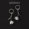 Geezenca 925 Sterling Silver Tulip Flower dangle earrings for women frenchシックミニマルな贅沢なフープイヤリングギフト240401