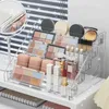 Förvaringslådor Makeup Organizer Box Transparent Desktop Cosmetic Display Holder för läppstift Eyeshadow Skincare Product