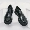 Sapatos Casuais Clássico Preto Coreano Bloco De Couro Homens Sapato Masculino Solado Alto Rise Work Dress