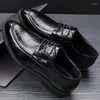 Casual Shoes Men Leather Lace Up Oxfords Business Office Dress Shoe Fashion Wedding Party Pointed Black