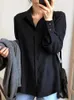 Blouses Femme Chemises Été nouveau femmes solide noir en mousseline de soie chemise à manches longues décontracté femmes coréen BF Style haut tendance femmes Blusa T0L240328