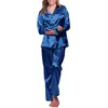 Pyjamas sexy Nouveaux ensembles de pyjamas en satin de soie élégants Mode Casual Femmes Lady Satin Pyjamas Ensemble Pyjama Vêtements de nuit Vêtements de nuit Loungewear Homewear 240330