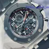 Emocionante AP Relógio de Pulso Royal Oak Offshore Série 26470SO Círculo Cerâmico Agulha Vermelha Vampiro Relógio Mecânico Automático Masculino 42mm