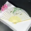 Decorative Figurines Ancient Style Folding Fan Silk Cloth Small Chinese Bamboo Craft Gift Japanese Classical Dance Children