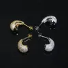 Stud New Iced Out Bling Chunky Waterdrop Earrings Womens Minimal Teardrop Peas Shape Hammered Dome Jewelry Drop Delivery Dhxjr