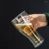 ワイングラスクリエイティブ透明なガラス二重層熱耐性ウォーターカップジュースビールマグカップ飲み物