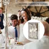 Decorazione per feste 2 pezzi Matrimonio Sposa Sposo Bicchieri da vino Bicchieri di champagne Ornamenti con pizzo bianco Coppie Marito Moglie Anniversario inciso