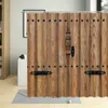 Tende da doccia Porta in legno Pastorale stampato tessuto in poliestere impermeabile Tenda da bagno Schermo da bagno per la decorazione domestica con ganci