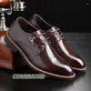 Robe chaussures cuir concis hommes d'affaires pointu noir respirant formel mariage basique hommes mode