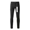 2024 moda masculina jeans roxo azul marca sólida moda de rua preto denim magro estiramento