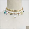 Hänge halsband bohemiska mode lyxiga pärlhalsband utsökt små utsmyckningar smycken handgjorda gåvor till damer charm choke dhcy4