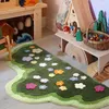 Alfombras Dibujos animados Tufting Plantas Flores Flocado 60x120cm TPR Antideslizante Fondo Absorción de agua Dormitorio Alfombra Alfombra de piso suave