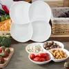 Pratos de cerâmica bandeja de jóias quatro compartimentos placa de frutas design lanche servindo doces multi-grade suporte de doces brancos