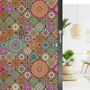 Raamstickers Privacy Film Glas-in-lood Mat Gekleurde Vintage Bloem Statisch vastklampen voor huisdecoratie