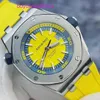 Moissanite AP Wrist Watch Royal Oak Series 15710ST Rare Lemon Yellow and Blue Paired with Deep Dive 300 meter Precision Steel Automatic Mechanical Watch