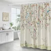 Shower Curtains Flowers Birds Creative Pink Floral Tree Plant Chinese Style Art Polyester Fabric Bathroom Decor Bath Curtain Set